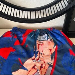 Anime Graphic Shorts in Red and Blue